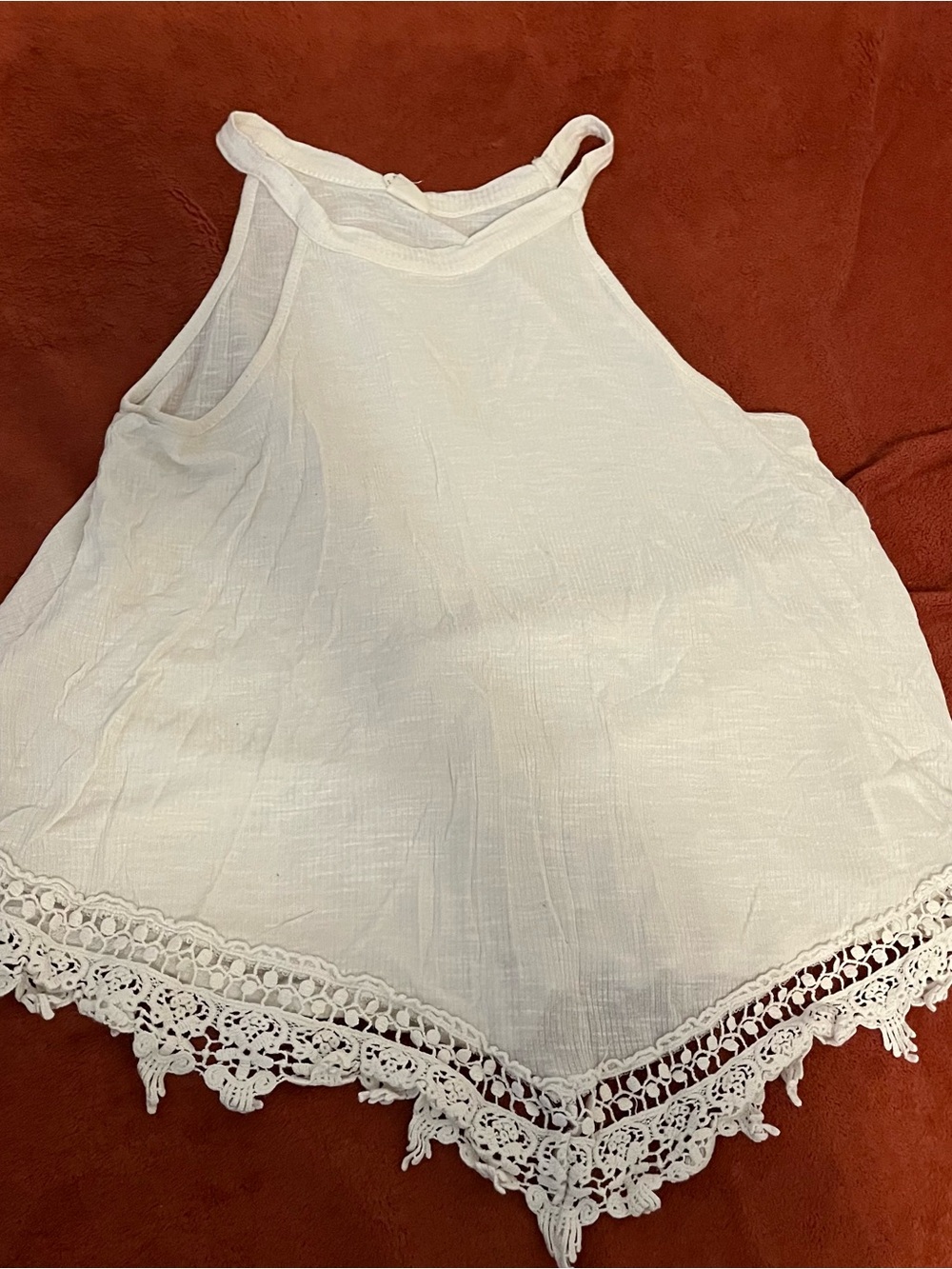 Me to We White Crochet-Hem Halter Camisole